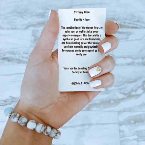 Jewelry Blue Jade Natural Stone Beaded Bracelet With Burlap Bag